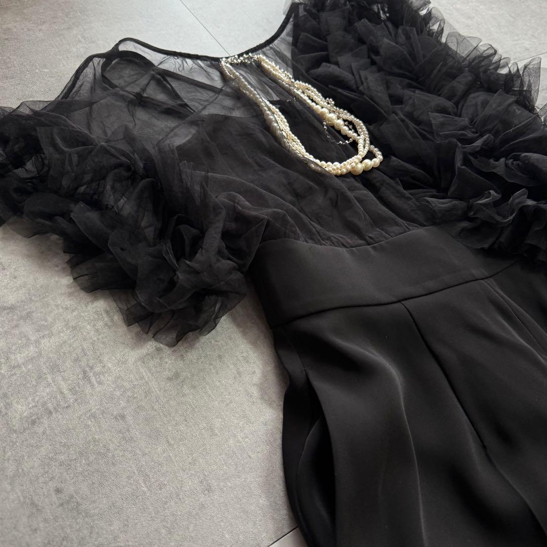 ラグナムーン チュールフリル パンツドレス オールインワン S オケージョン 黒