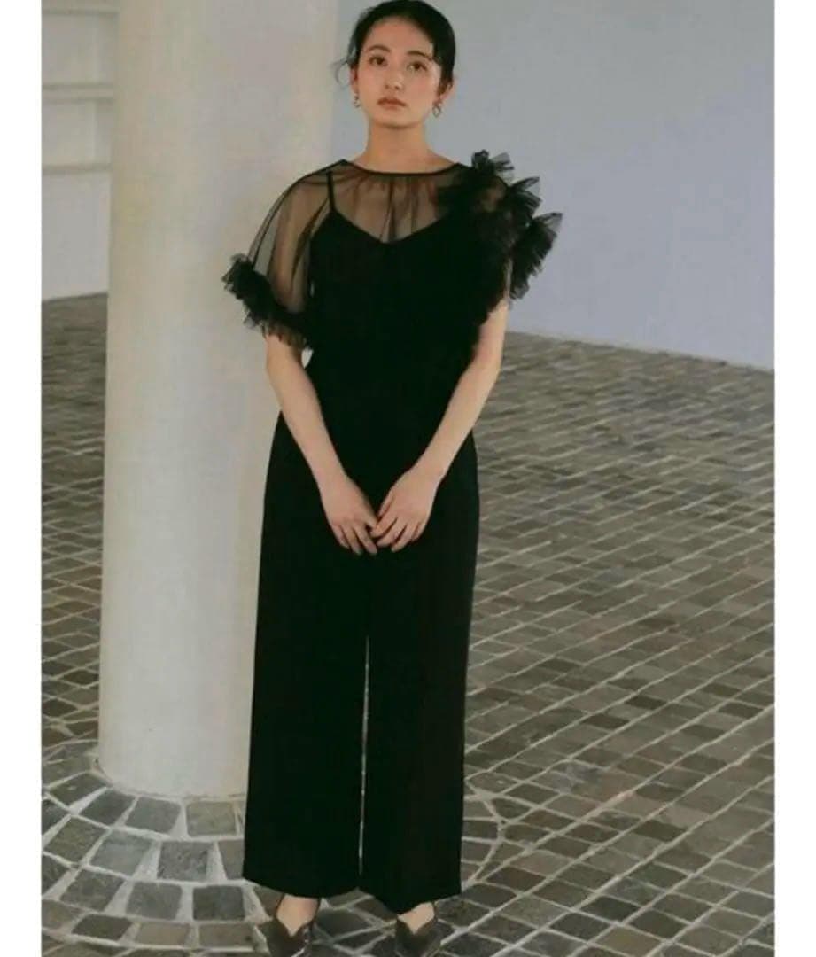 ラグナムーン チュールフリル パンツドレス オールインワン S