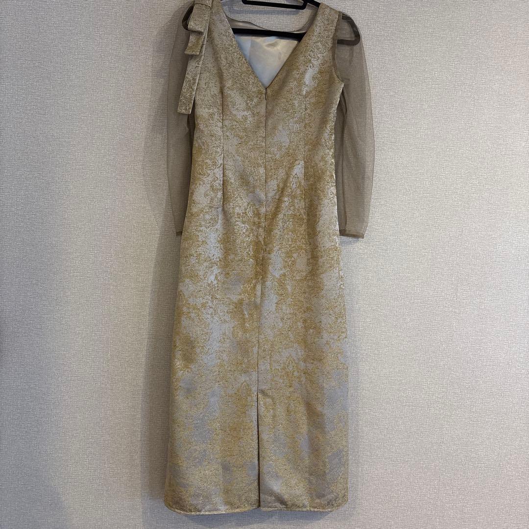 LE’RURE Shoulder ribbon jacquard dress