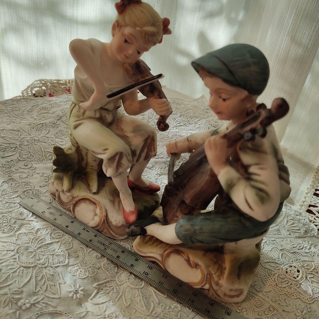 陶器　ビスクドール　バイオリン　チェロ　アンティーク　ヴィンテージ　フィギリン