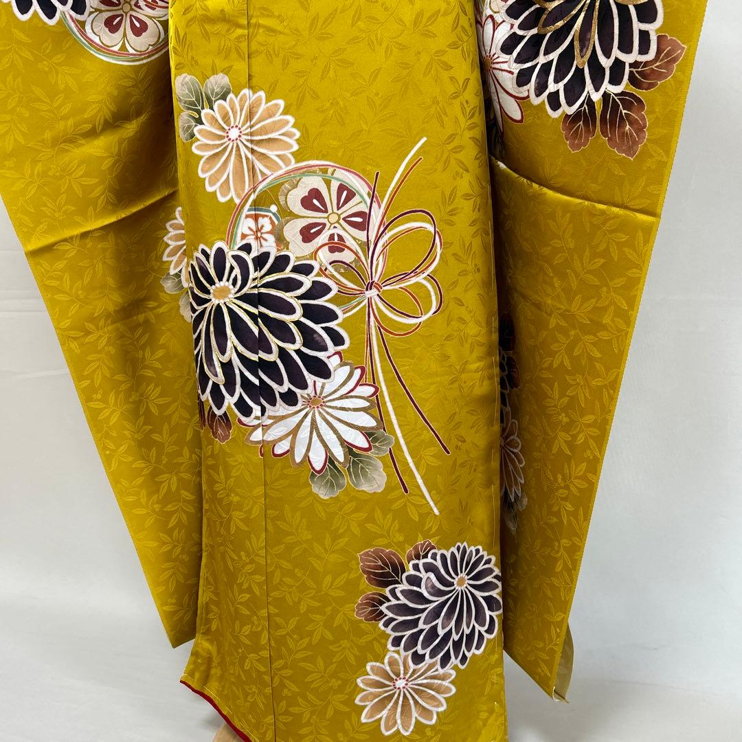 からし色シックな菊の柄の振袖フルセット