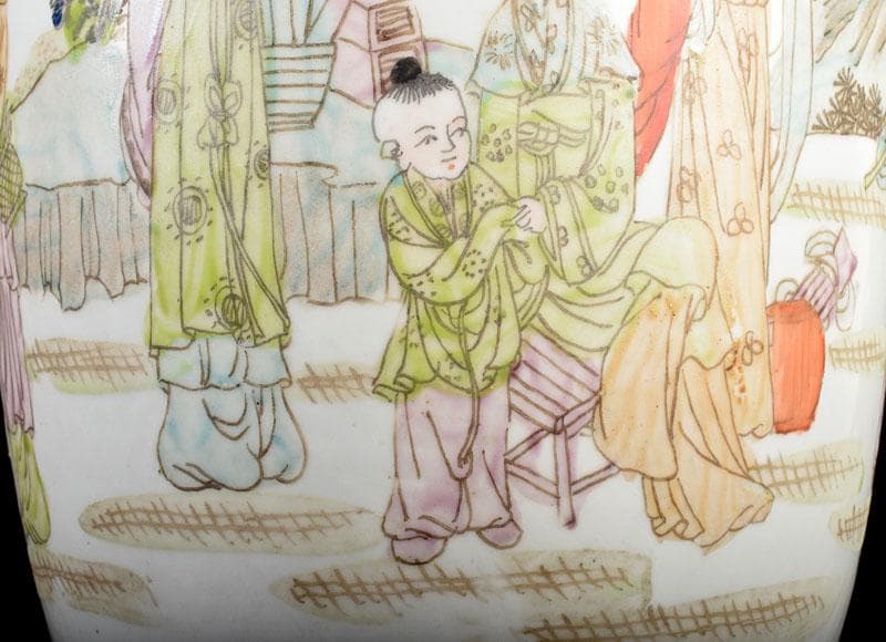 中国 粉彩 漢詩人物文 不遊環瓶 V 3901Bの通販はau PAY マーケット