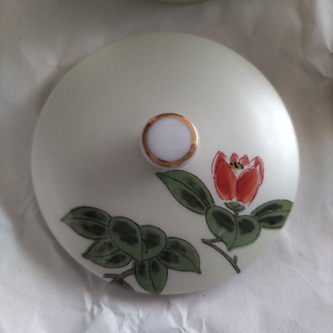 九谷焼 穂光 蓋付き夫婦湯呑み 金箔 金彩