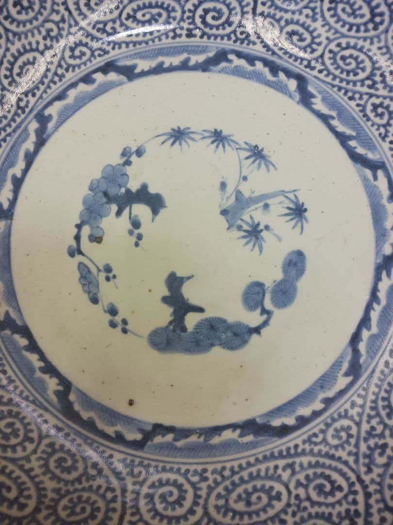 時代物 江戸期 蛸唐草 大皿 二重渦福 時代箱付 ほぼ無傷