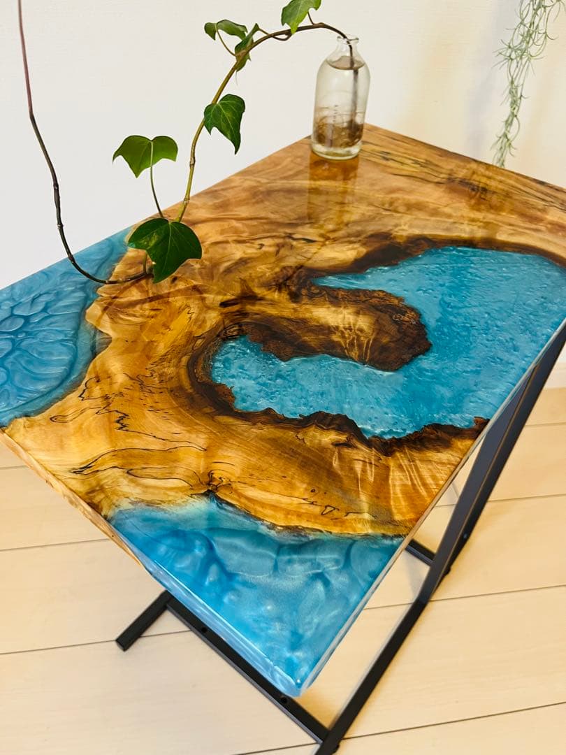 レジンテーブル　ソファテーブル　サイドテーブル　栃 栃 ソファテーブル サイドテーブル レジンテーブル 【公式通販】