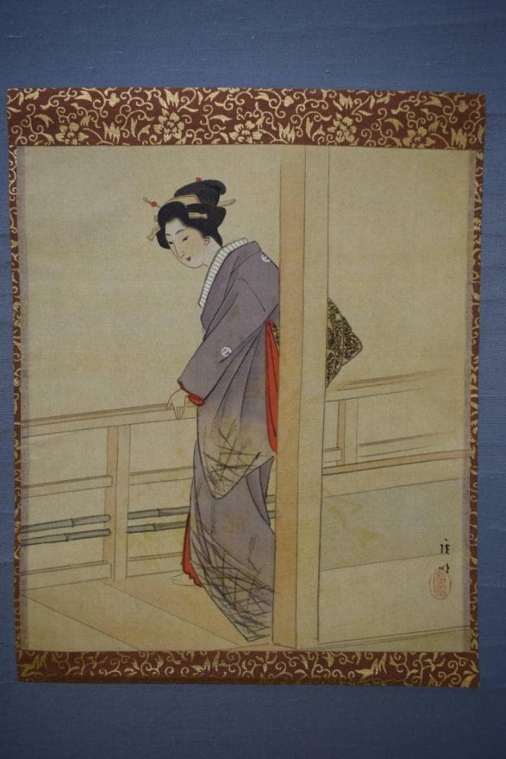 真作/島田廣明/美人図/布袋屋掛軸HI-391