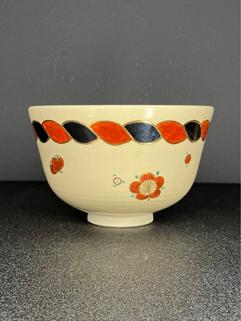 16代永樂善五郎（即全）造仁清寫波茶碗（共箱）千家十職