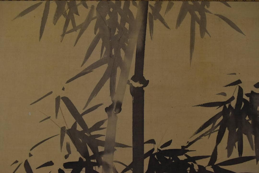 【真作】谷文晁/竹之図/横物/墨竹図/掛軸/名家伝来/AA-73