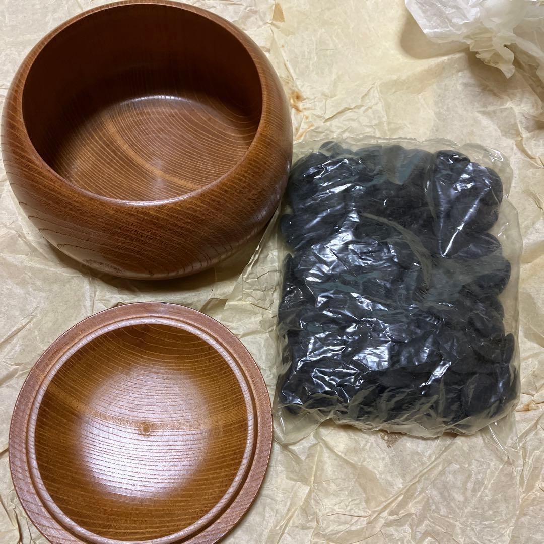 碁笥（ケヤキケース）碁石付