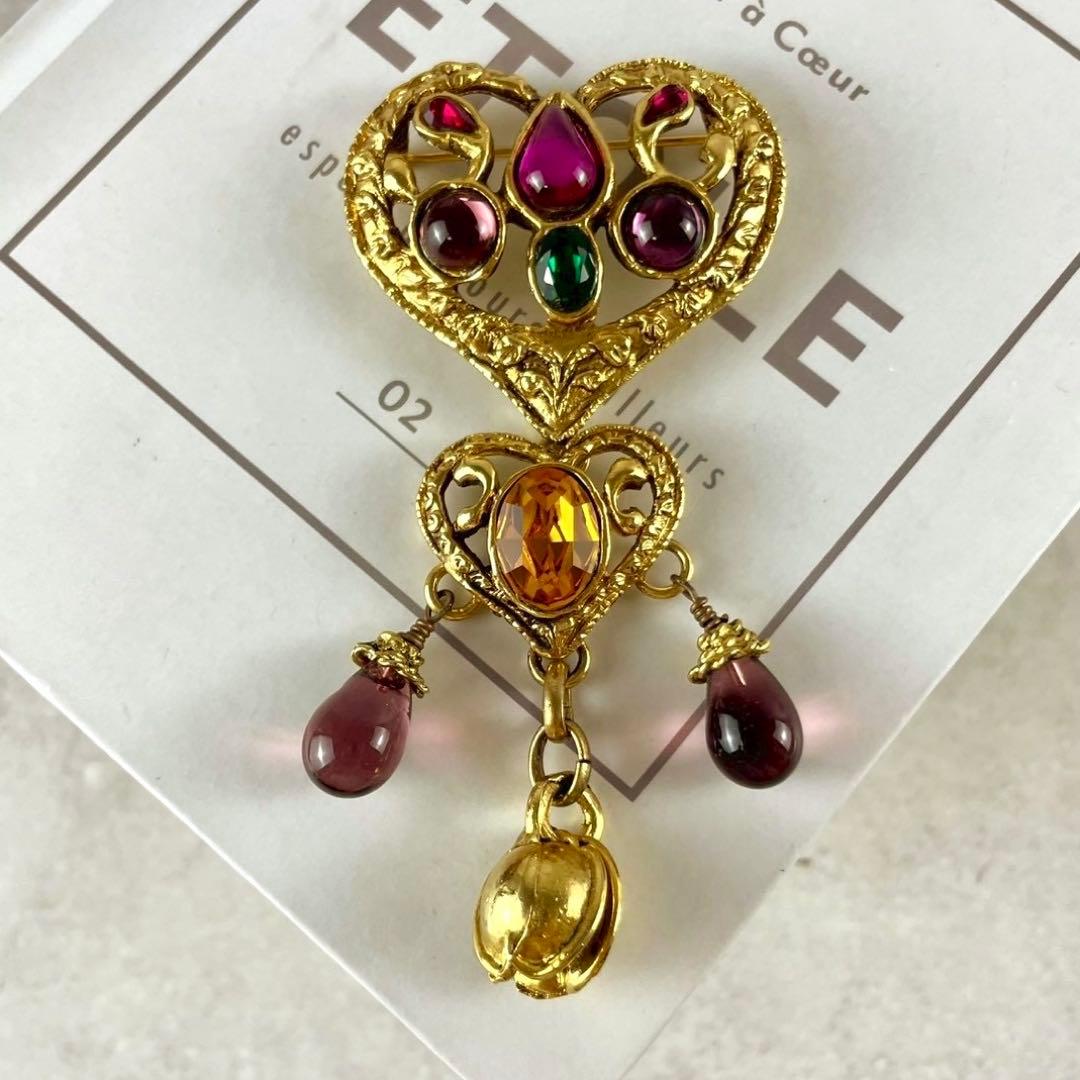 Christian Lacroix ヴィンテージ ハートマルチカラー ブローチ