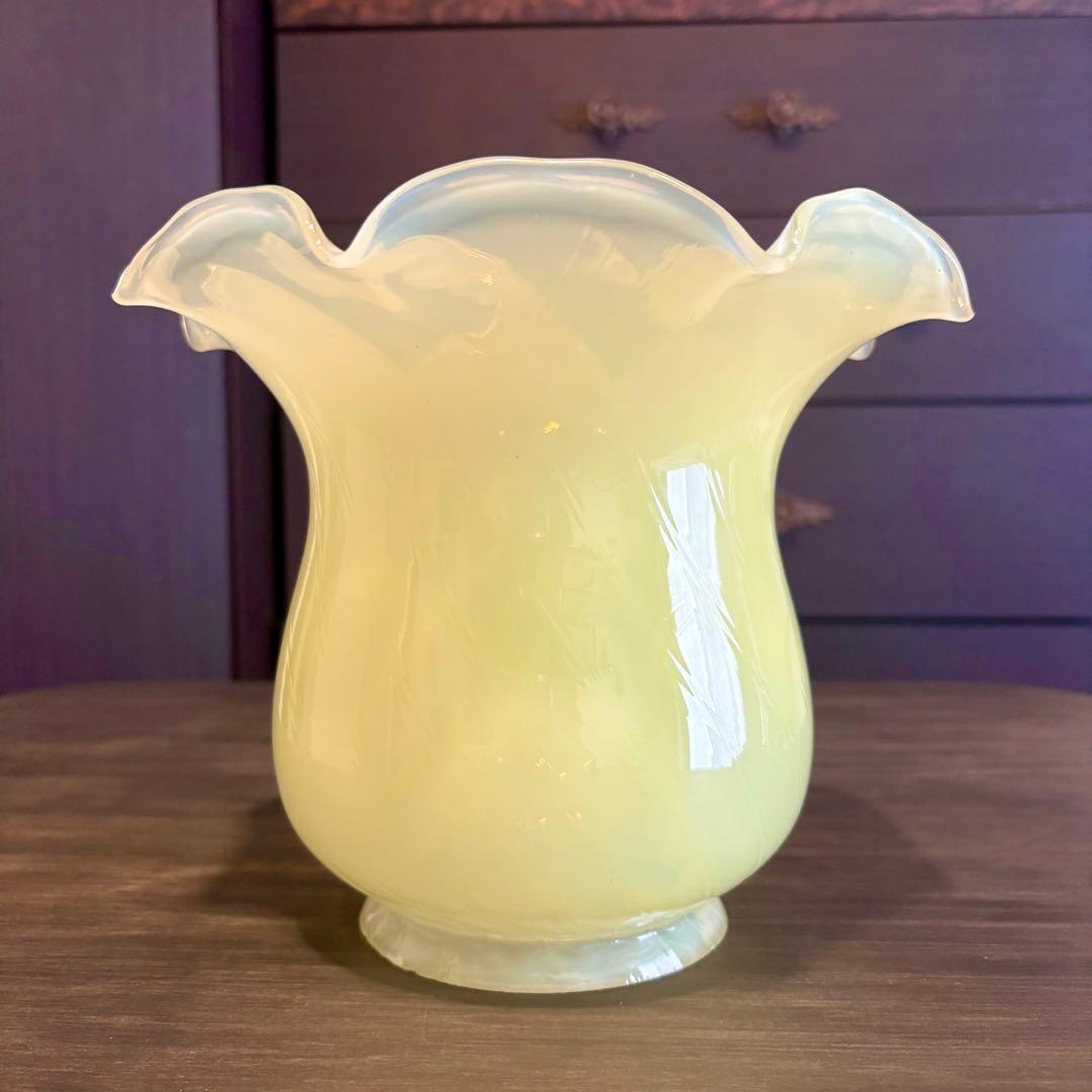 ヴァセリン シェード フランスアンティーク ウランガラスシェード L