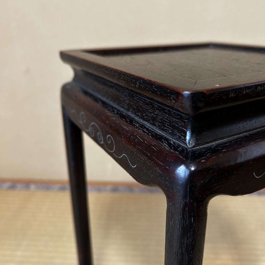 時代物 唐物 唐木 銀象嵌唐草付 花台紫檀 華道具飾り棚茶道具骨董品