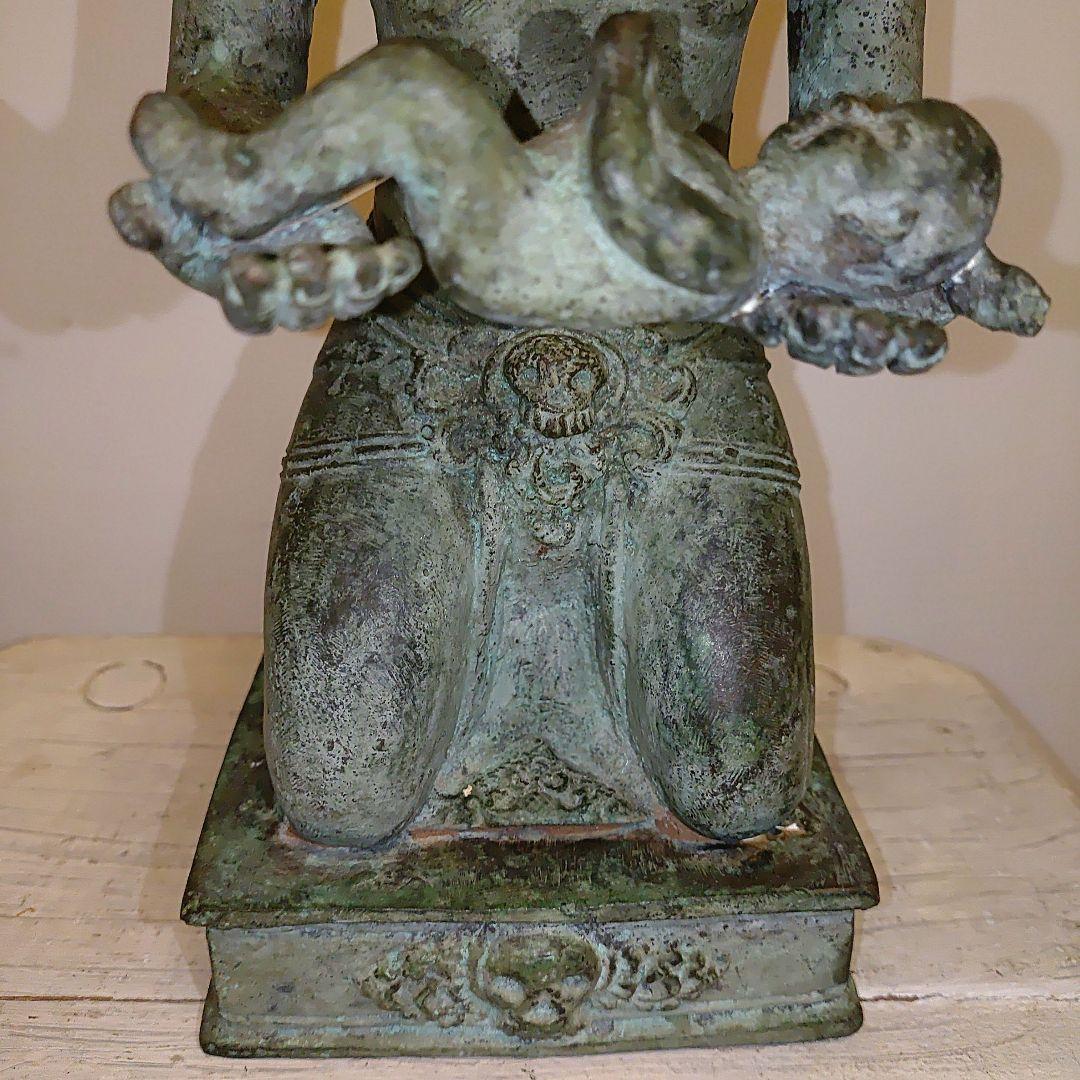 青銅 牛頭人型 彫刻 約28cm チベット仏教の牛頭法王