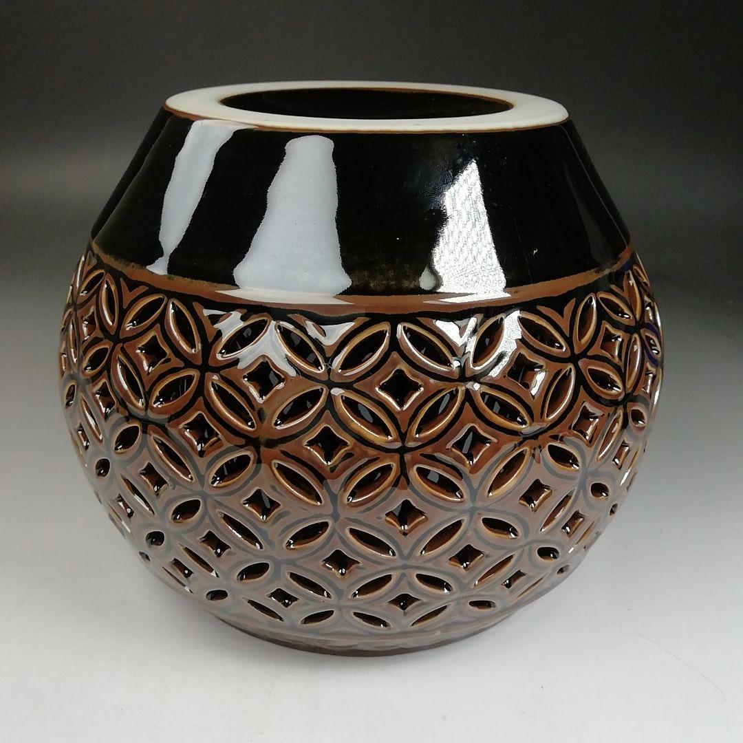 T992 水指 『古瀬戸 七宝透』『加藤藤城 造』『塗師 湖彩』 共箱