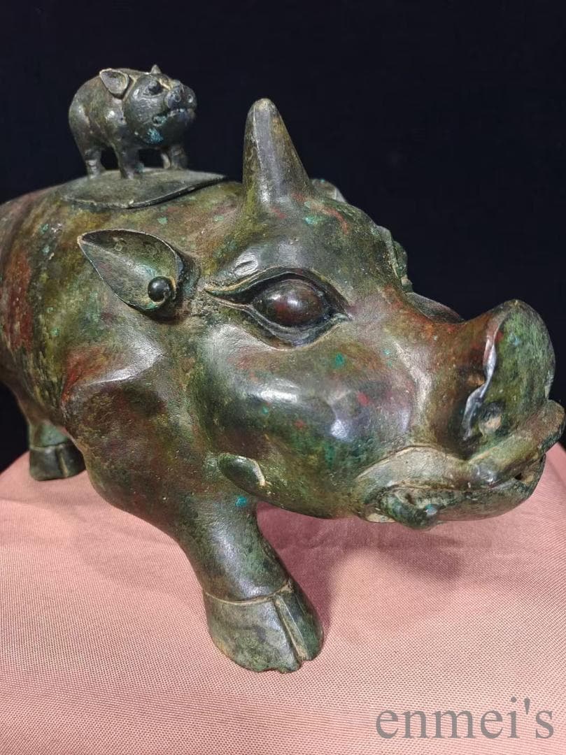 中国古美術【猪尊】西周青銅器 盛酒器 礼器 骨董 純銅製 古美味 時代物 置物
