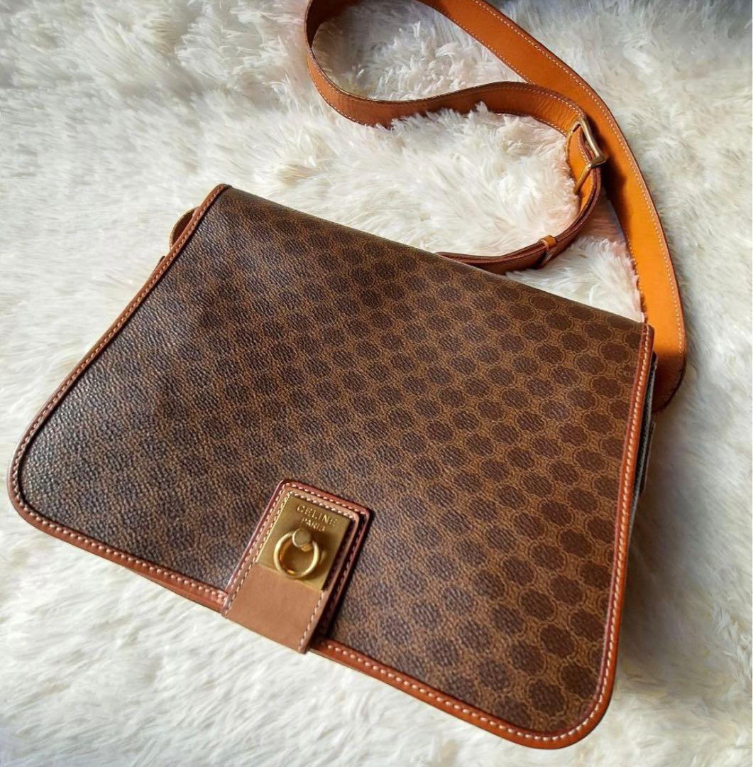 セリーヌ CELINE バッグ ガンチーニ金具 マカダム柄 フラップ PVC