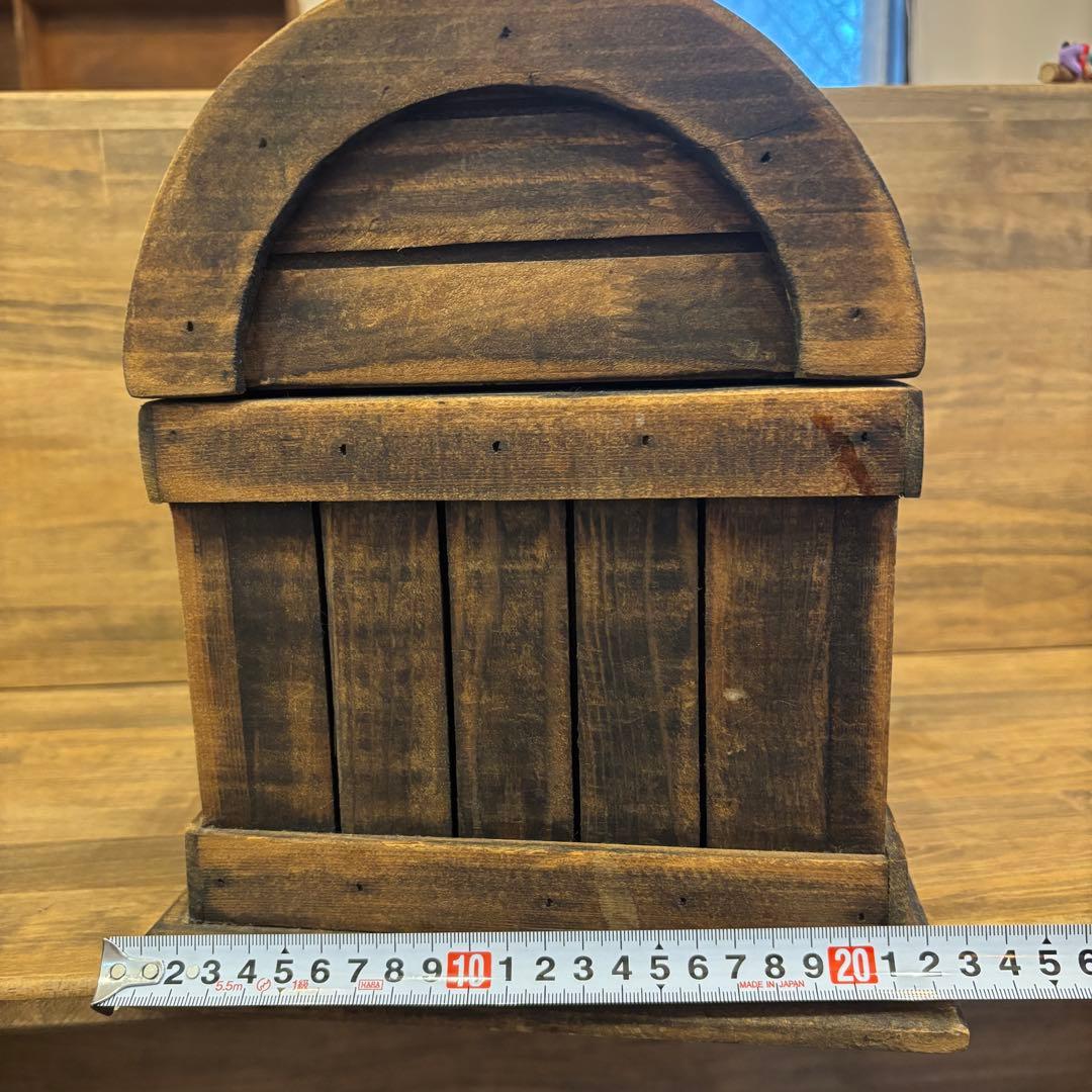 木製トランク アーチ型 蓋付き 宝箱 海賊風