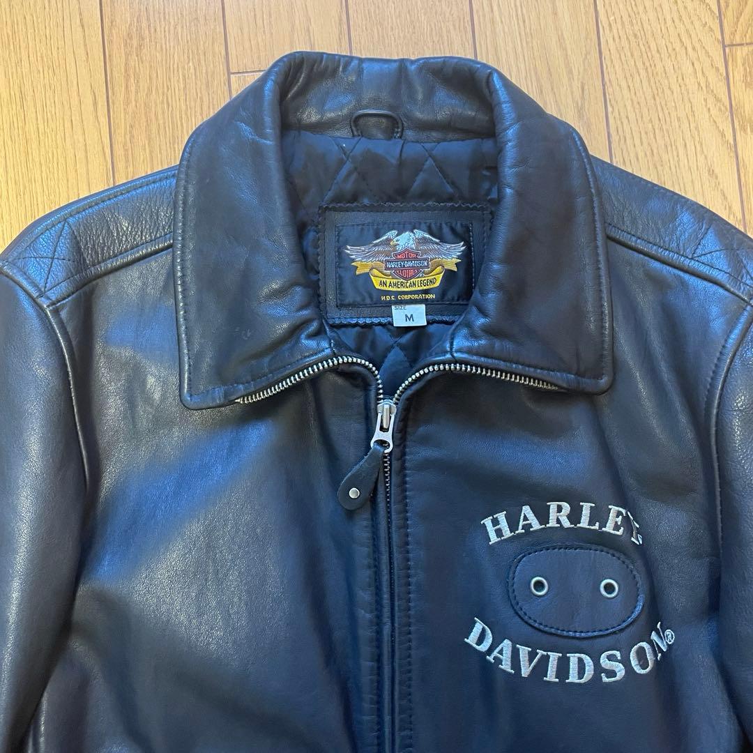 レア人気】ハーレー革ジャンレザージャケットMサイズファイヤー刺繍