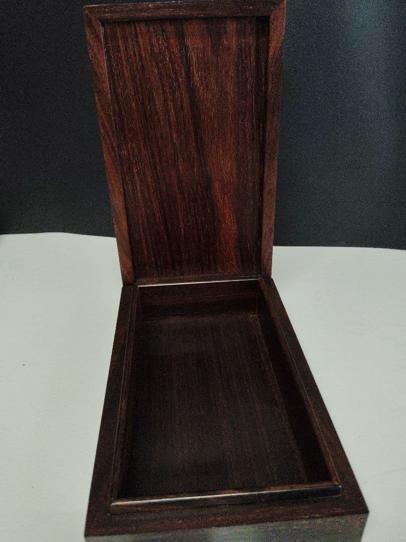 インド細密画 手描き 王侯像 紫檀系ローズウッド 無垢材 文庫箱