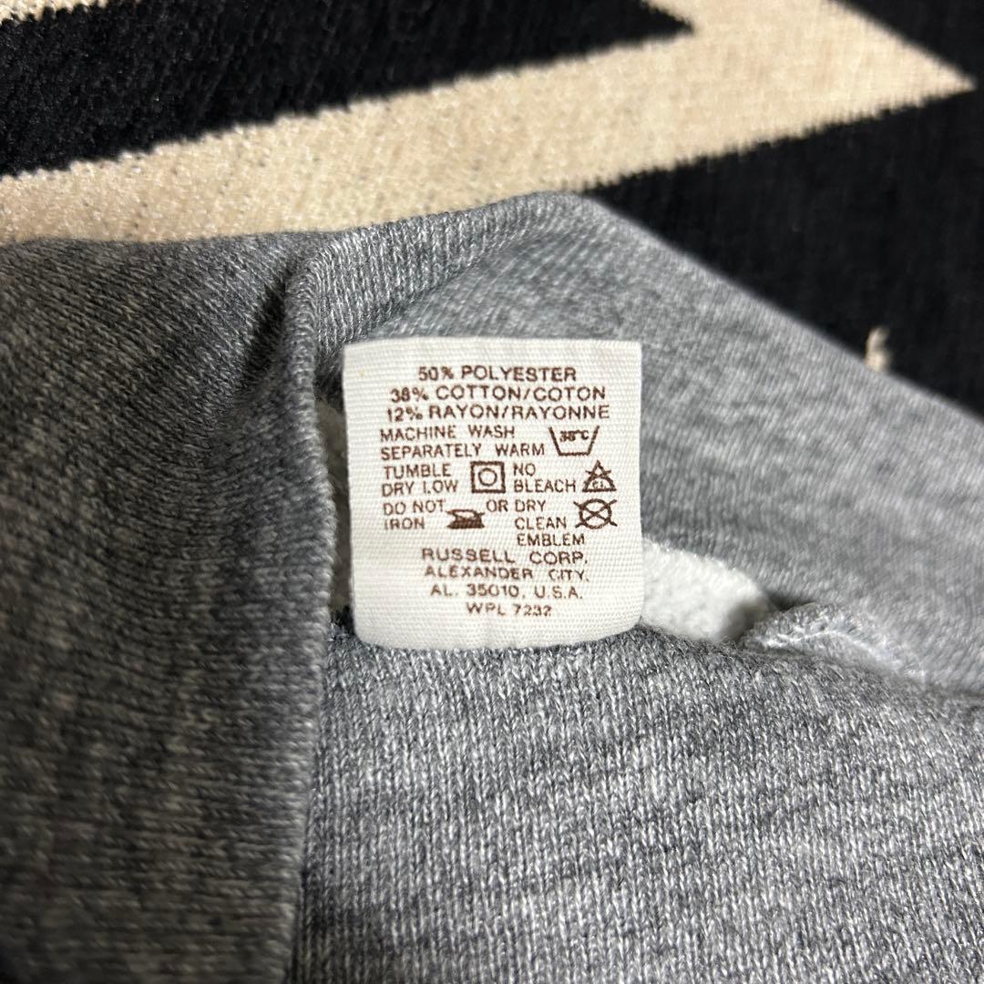 70s RUSSELL 金タグ 初期 パーカー 無地 グレー Lサイズ USA製