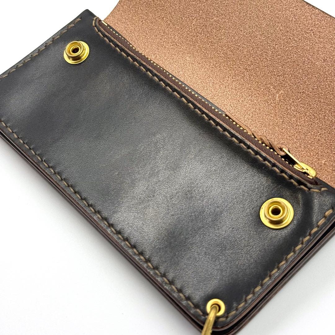 トラッカーウォレット(ブラック) タロンジッパー　3層ヴィンテージタイプ