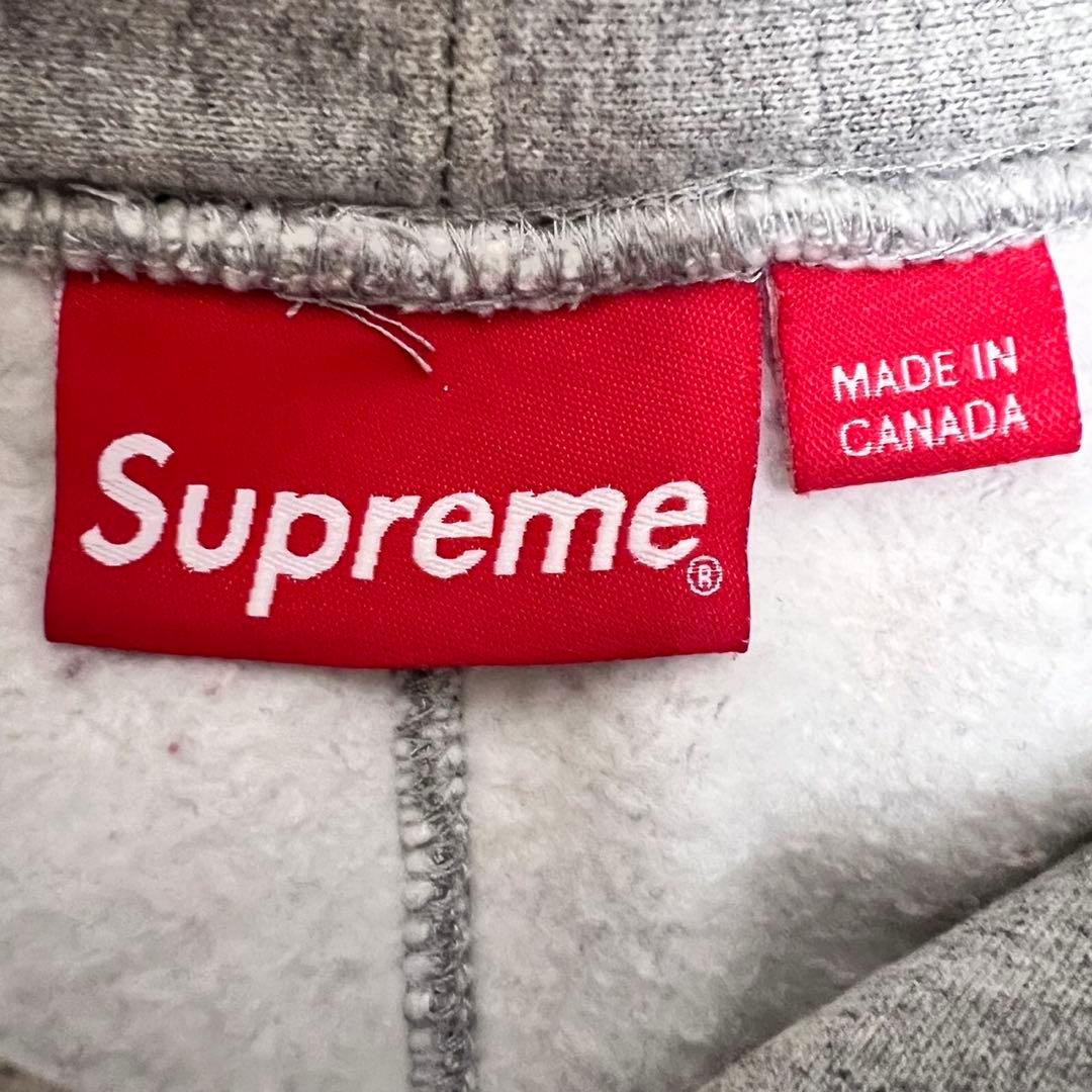 SUPREME パーカー レッド/グレー　バイカラー　裏起毛　アーチロゴ