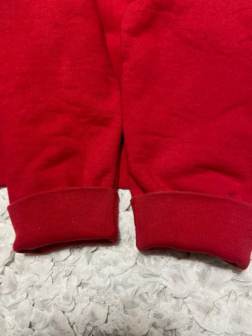 SUPREME パーカー レッド/グレー　バイカラー　裏起毛　アーチロゴ