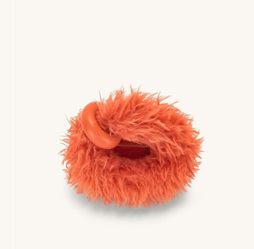 新品未使用 Abacus フェイクファー ミニトップハンドルバッグ - オレンジ