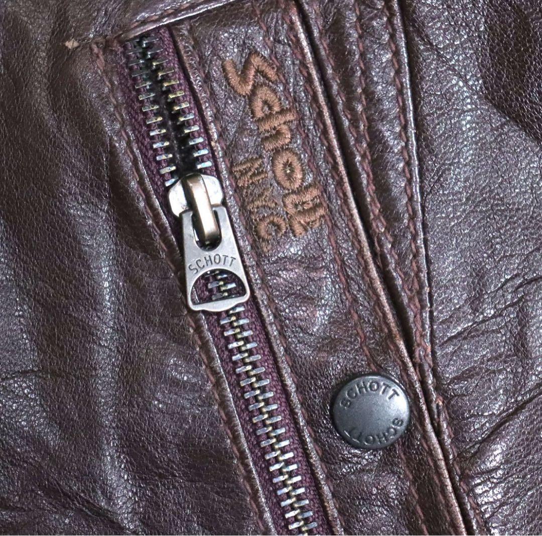 Schott シングルライダース 本革 レザージャケット 刺繍 イーグル
