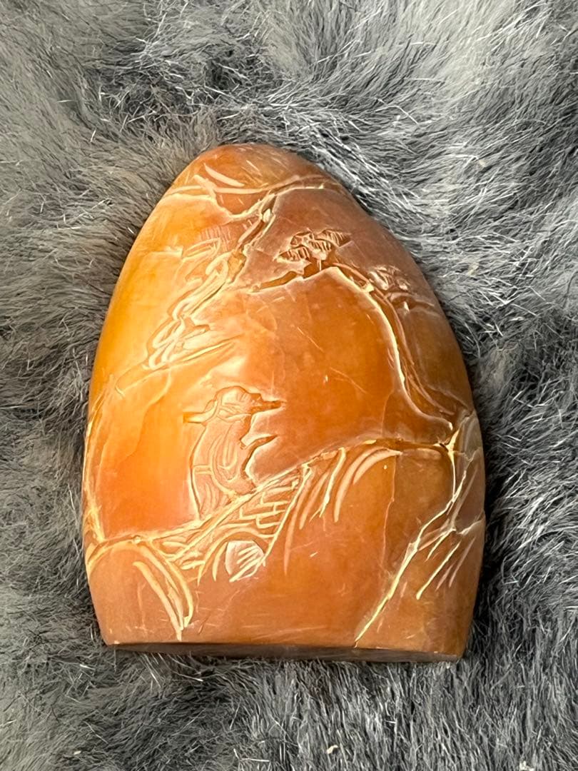 ⓶ 中国古玩 寿山石 寿山連江黄凍石 浮彫印材 中国 石 置物 - メルカリ