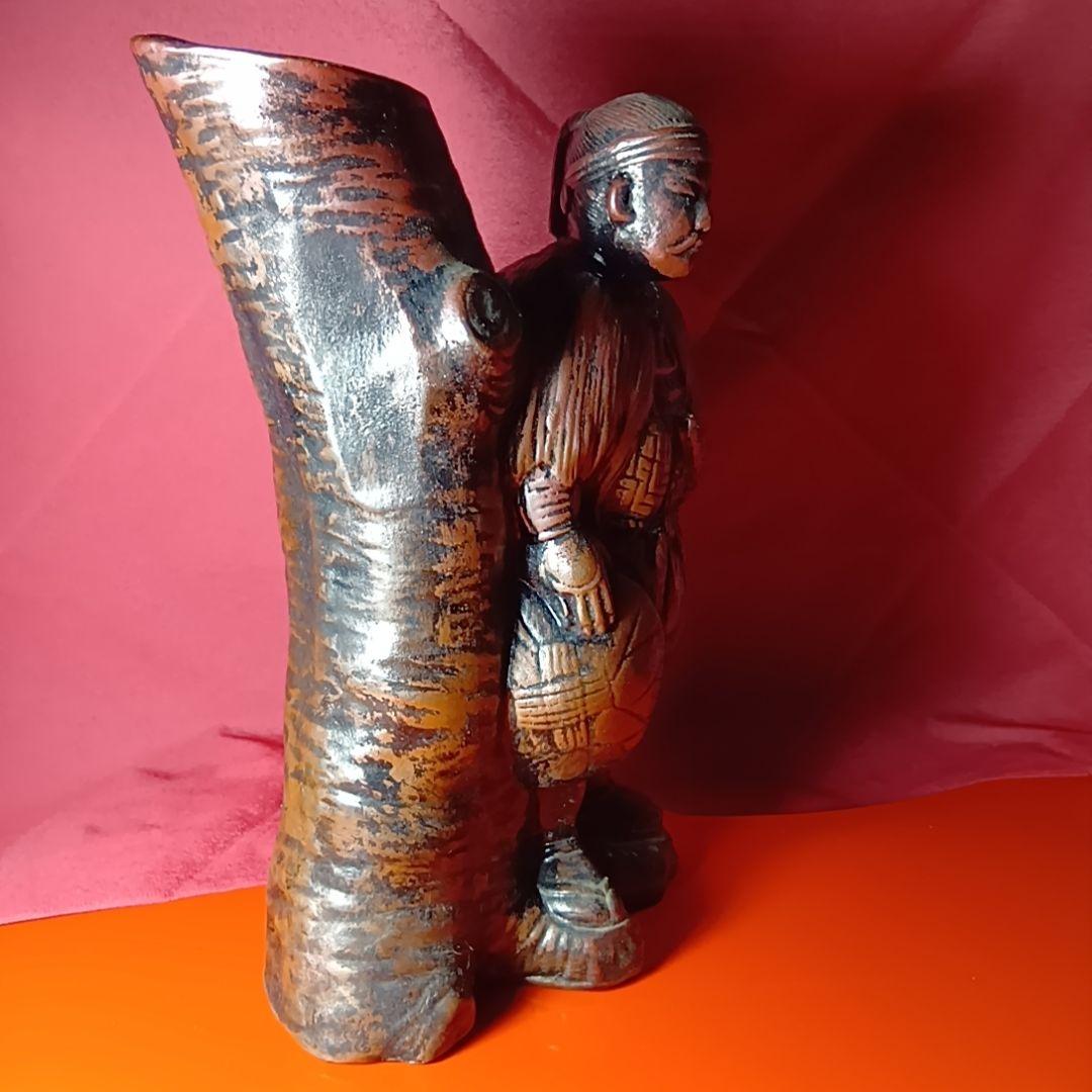 備前焼 骨董 珍品 児島高徳 小島高徳 花入 筆筒 人形