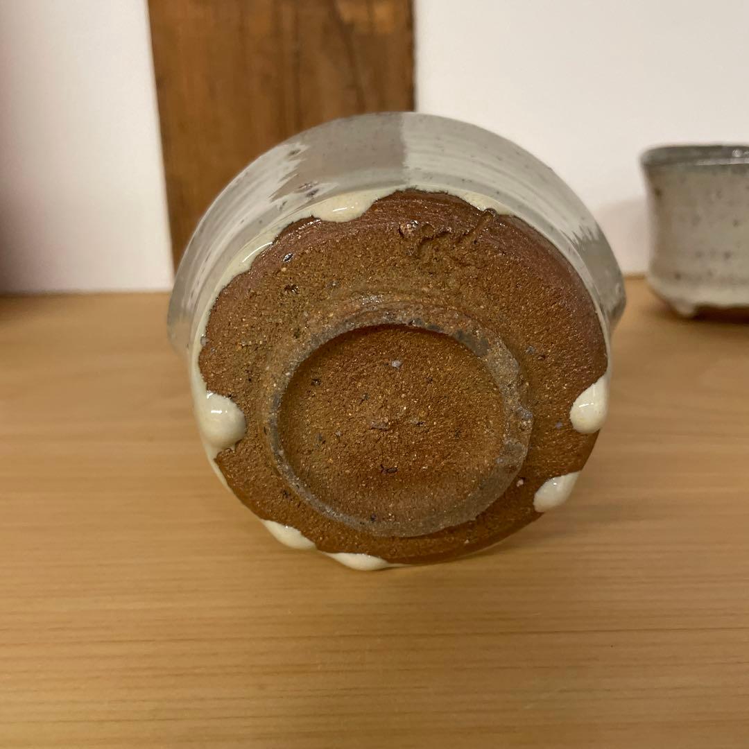 西岡良弘　班唐津　深向附　６客　茶道具　扇面型　小次郎窯　父 西岡小十