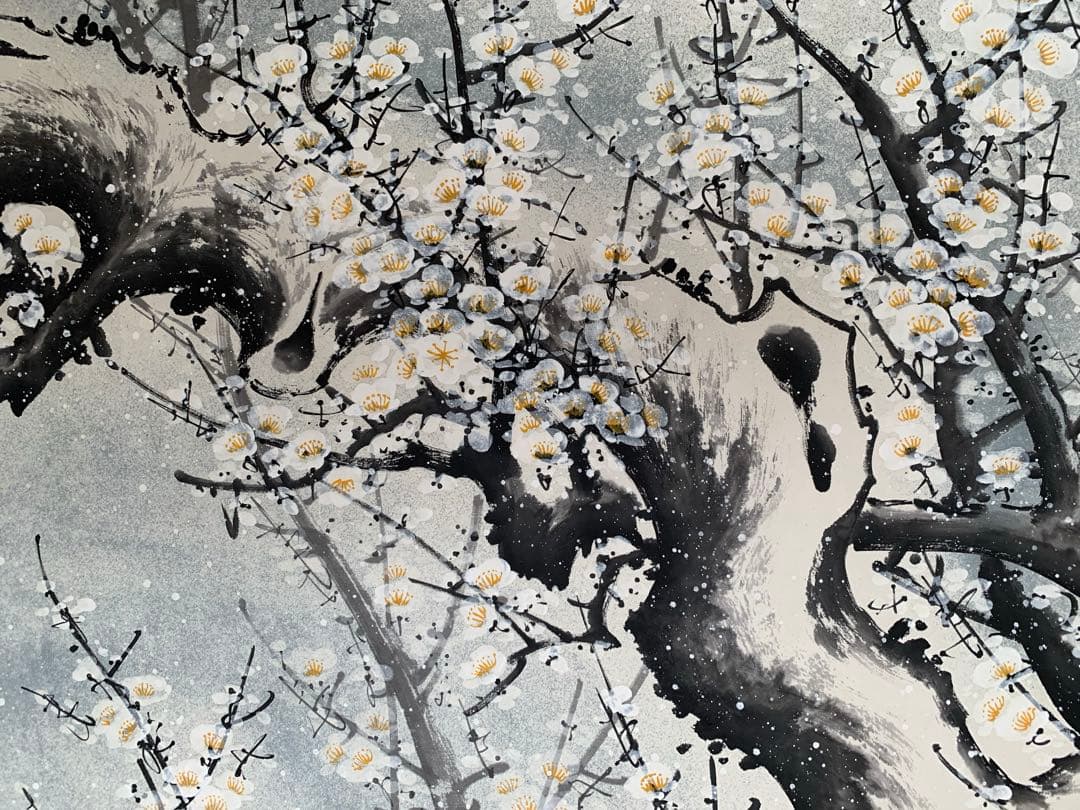 掛け軸 水墨画 藍湾香梅 夏月 大物200cm×99cm 存在感抜群の逸品 - メルカリ