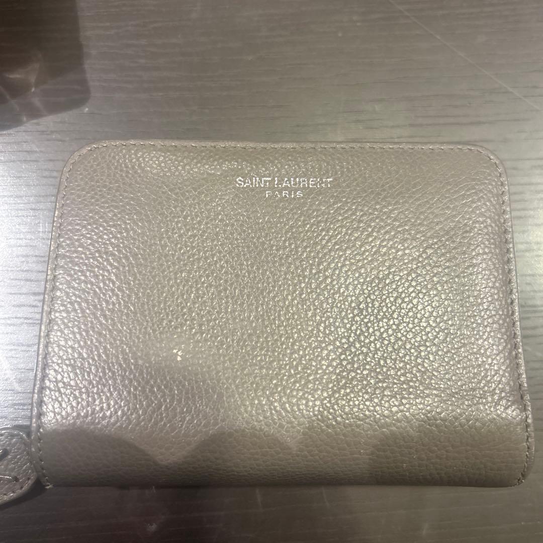 SAINT LAURENT グレー 二つ折り財布 - メルカリ