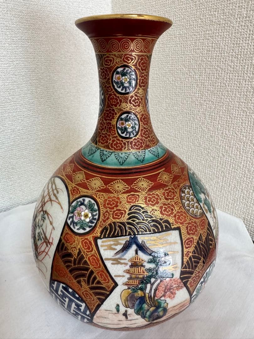 九谷庄三　木米　九谷焼花瓶　アンティーク