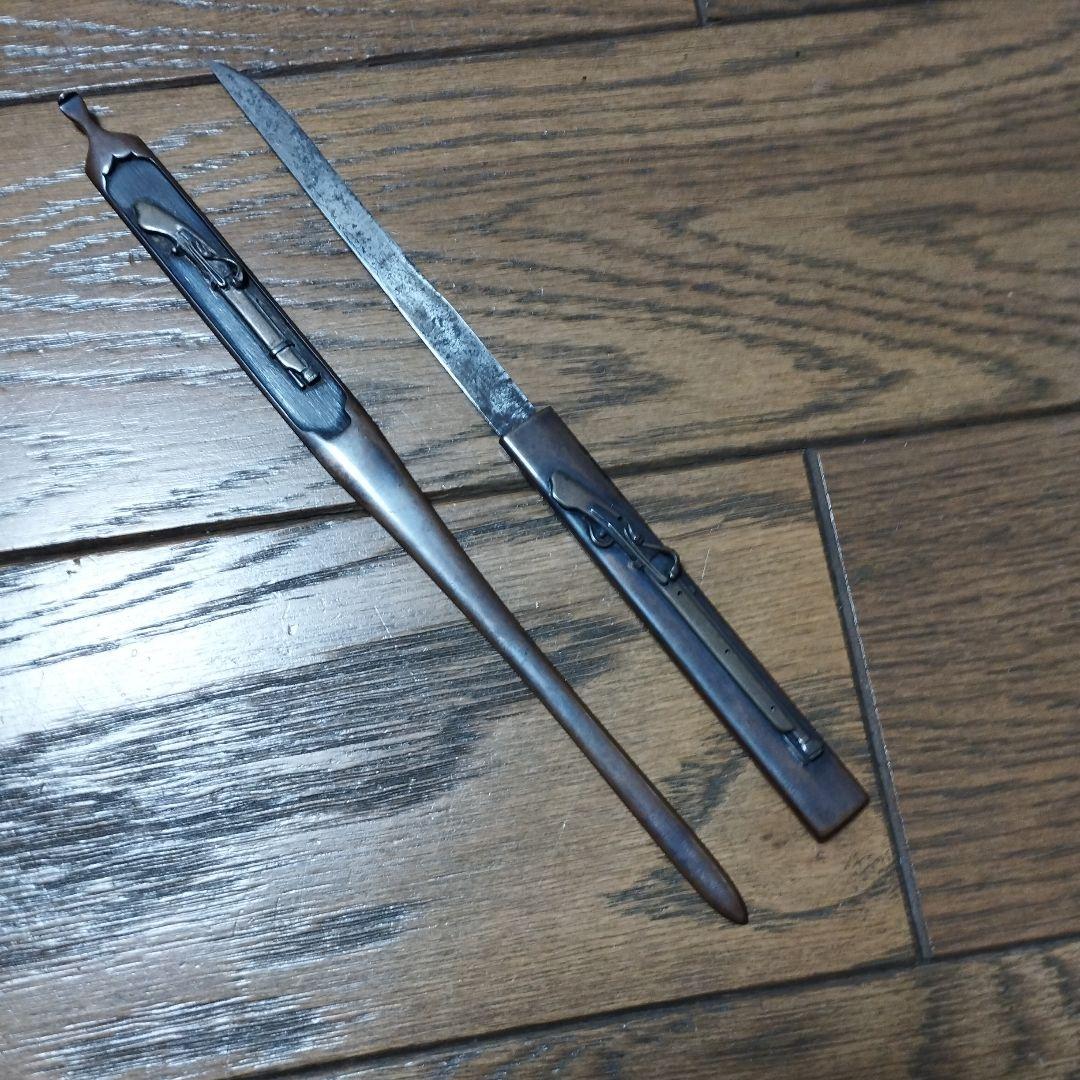 武具　笄．小柄セット　火縄銃図案　骨董品　刀装具　珍品