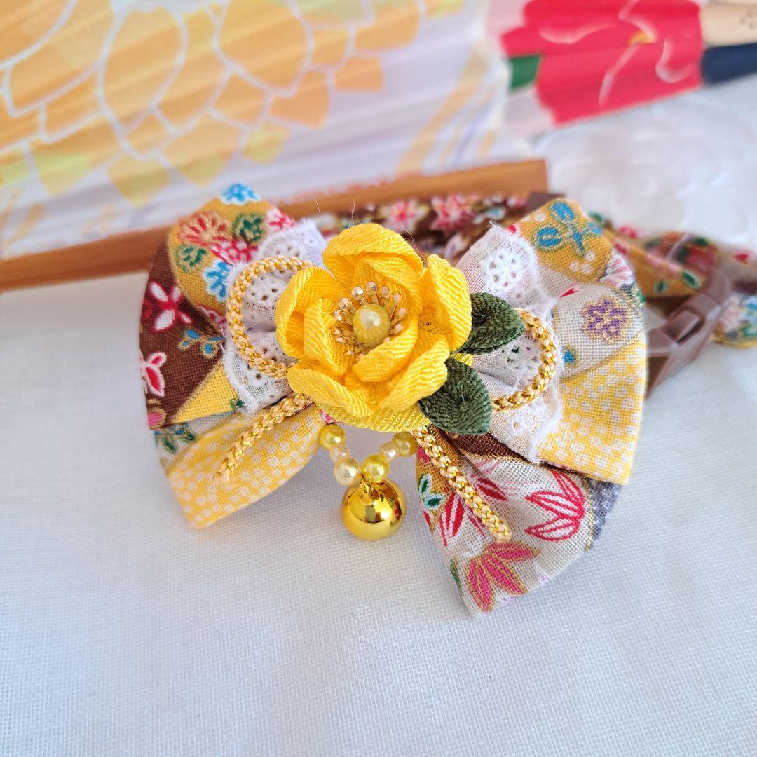 和風ロリータ(黄色)わんちゃん猫ちゃん用首輪