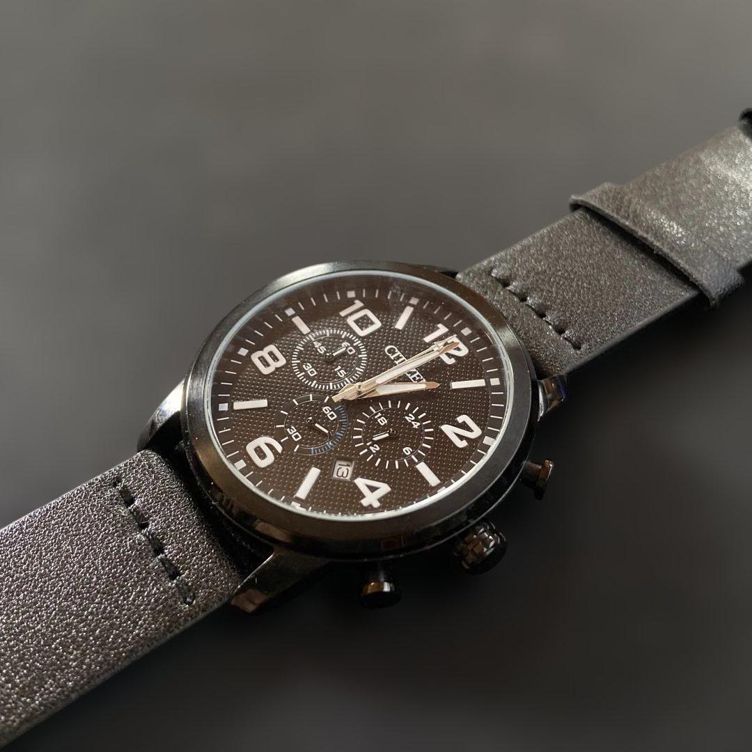 CITIZEN クロノグラフ ブラック腕時計　ANA