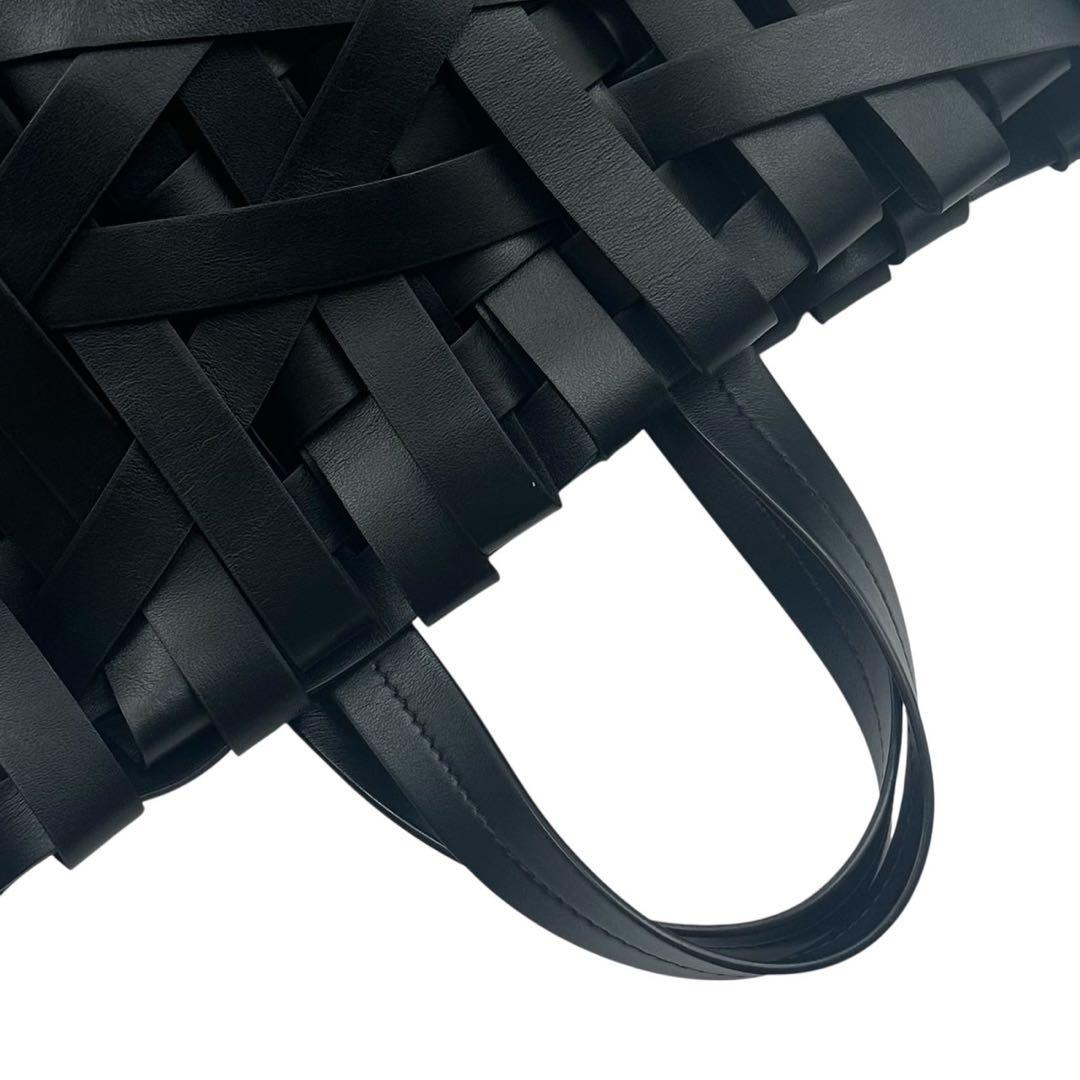 【極上品】JILSANDER ハンドバッグ WOVEN ブラック レザー
