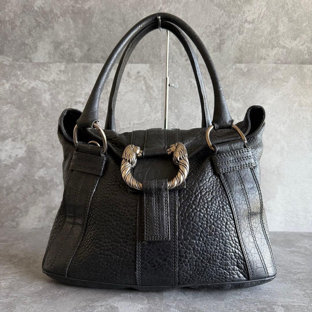 ⭐️ブルガリ⭐️レオーニ ハンドバッグ ライオン金具 ブラック