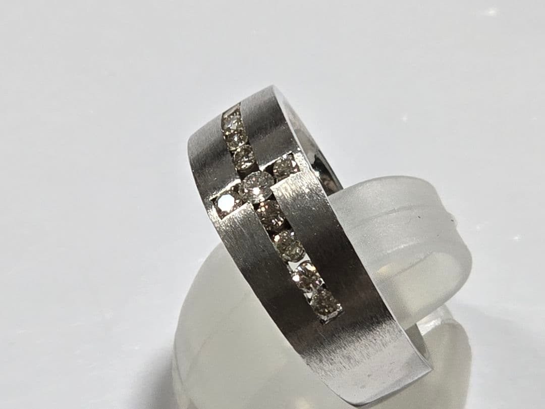 レオダイヤ0.33 K18WG 6.9g 18号 クロスデザイン リング