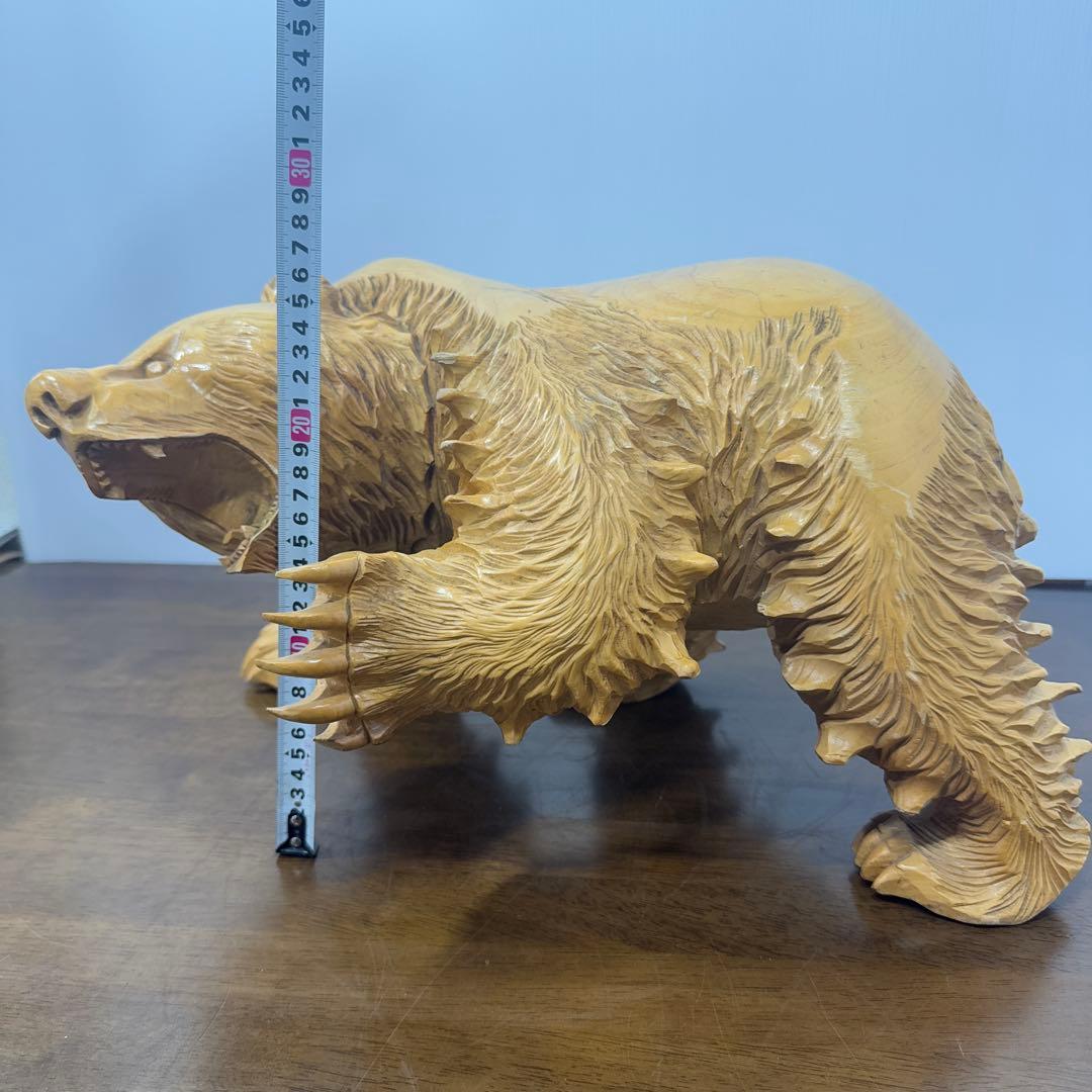 希少】 木彫り 熊 一刀彫 怒り熊 置物 全長約40cm 工芸品 - メルカリ