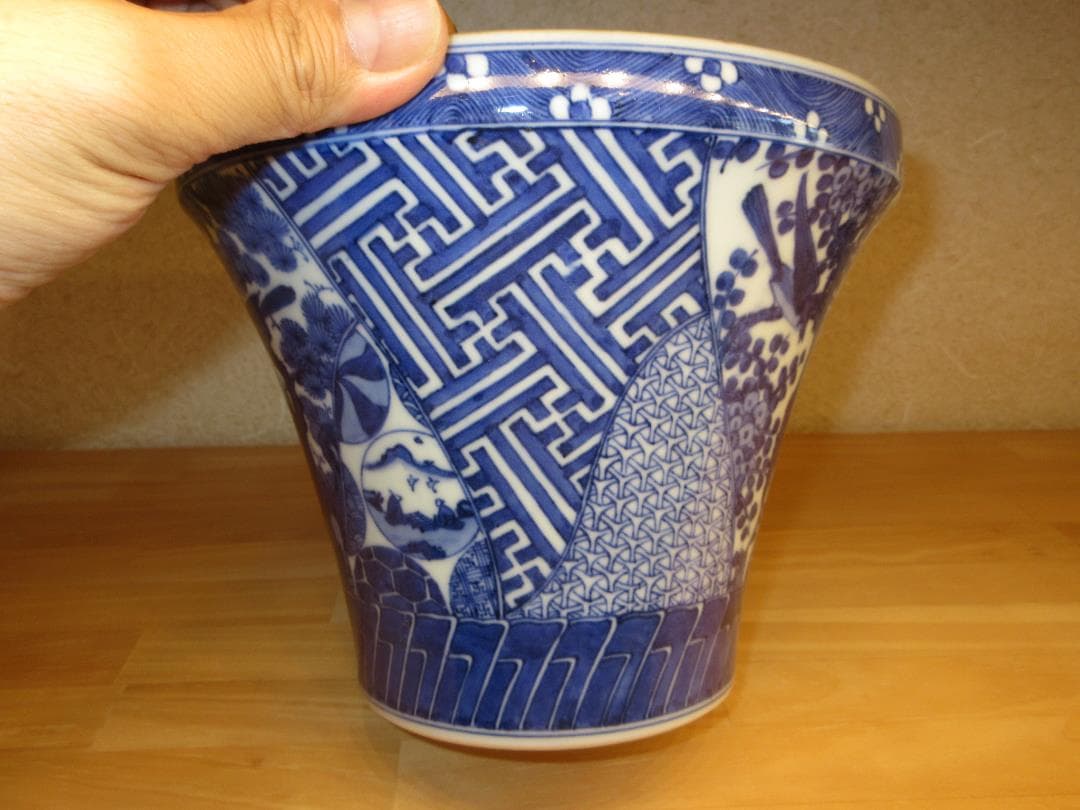 送料込【逢絢亭】茶道具 水指 京焼 祥瑞 末広形 平安春峰 共箱入り