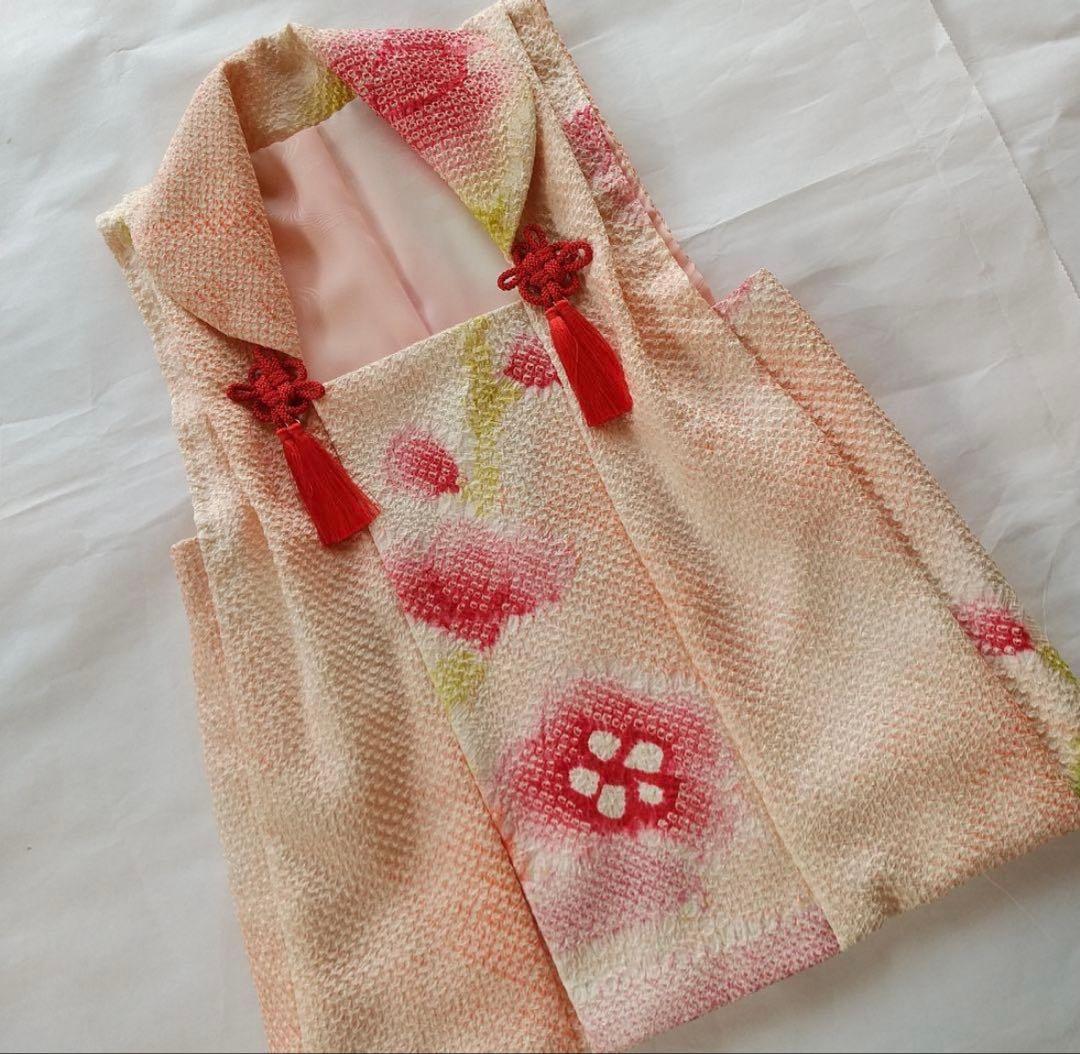 正絹総絞り手縫いの被布(中綿なし）・新品草履