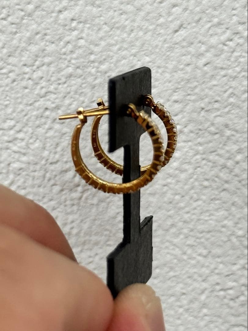 ★0.50ct★✨ダイヤモンドK18フープピアスイヤリング