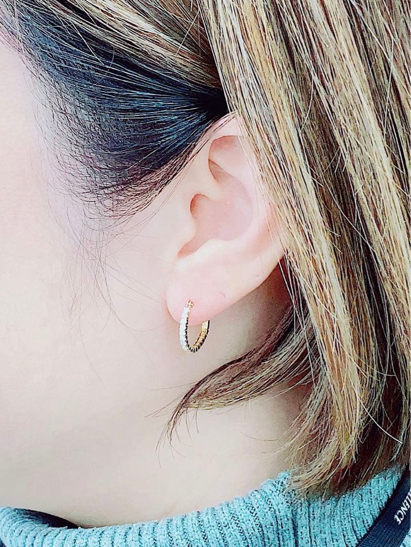 ★0.50ct★✨ダイヤモンドK18フープピアスイヤリング