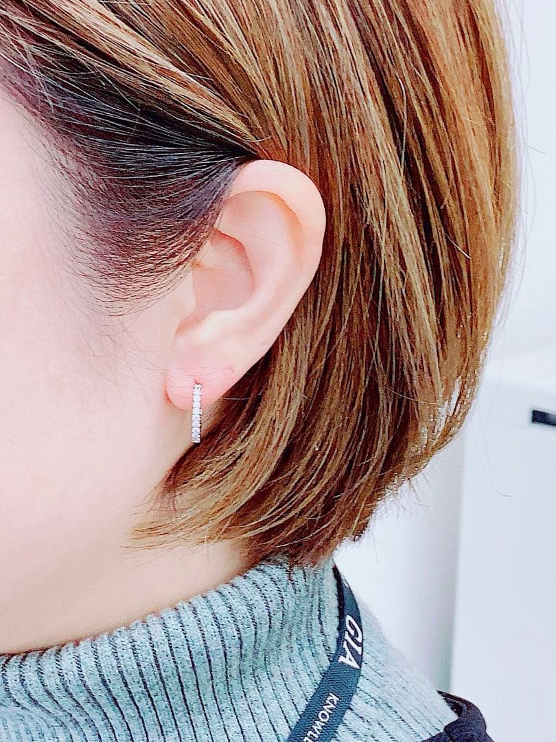 ★0.50ct★✨ダイヤモンドK18フープピアスイヤリング