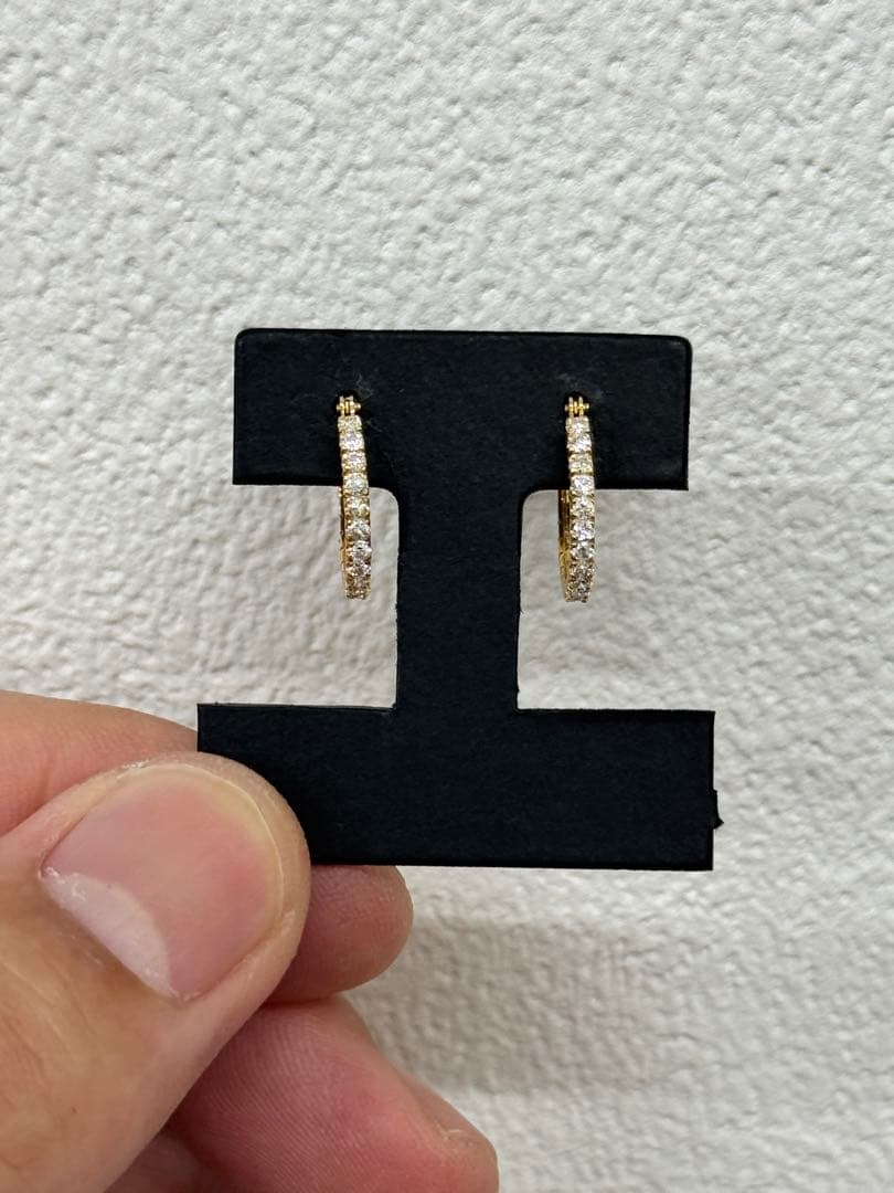 ★0.50ct★✨ダイヤモンドK18フープピアスイヤリング