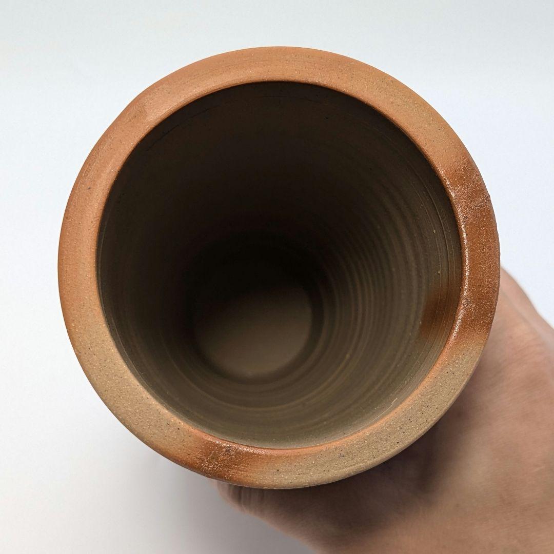 岡山県重要無形文化財 松井與之 備前焼 緋襷花入 共箱共布栞 花器 花瓶