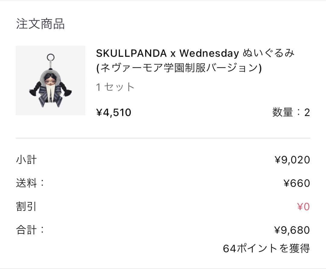 SKULLPANDAx Wednesday スカルパンダ×ウェンズデー